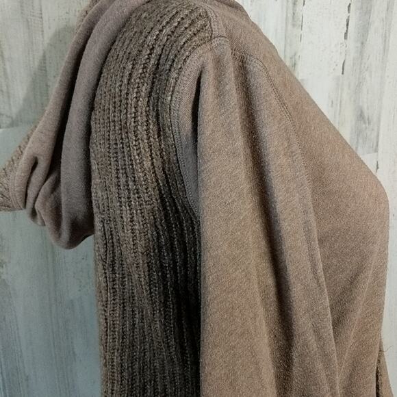 AEROPOSTALE Tan Hooded Cable Sweater Sweatshirt Medium - Picture 6 of 8